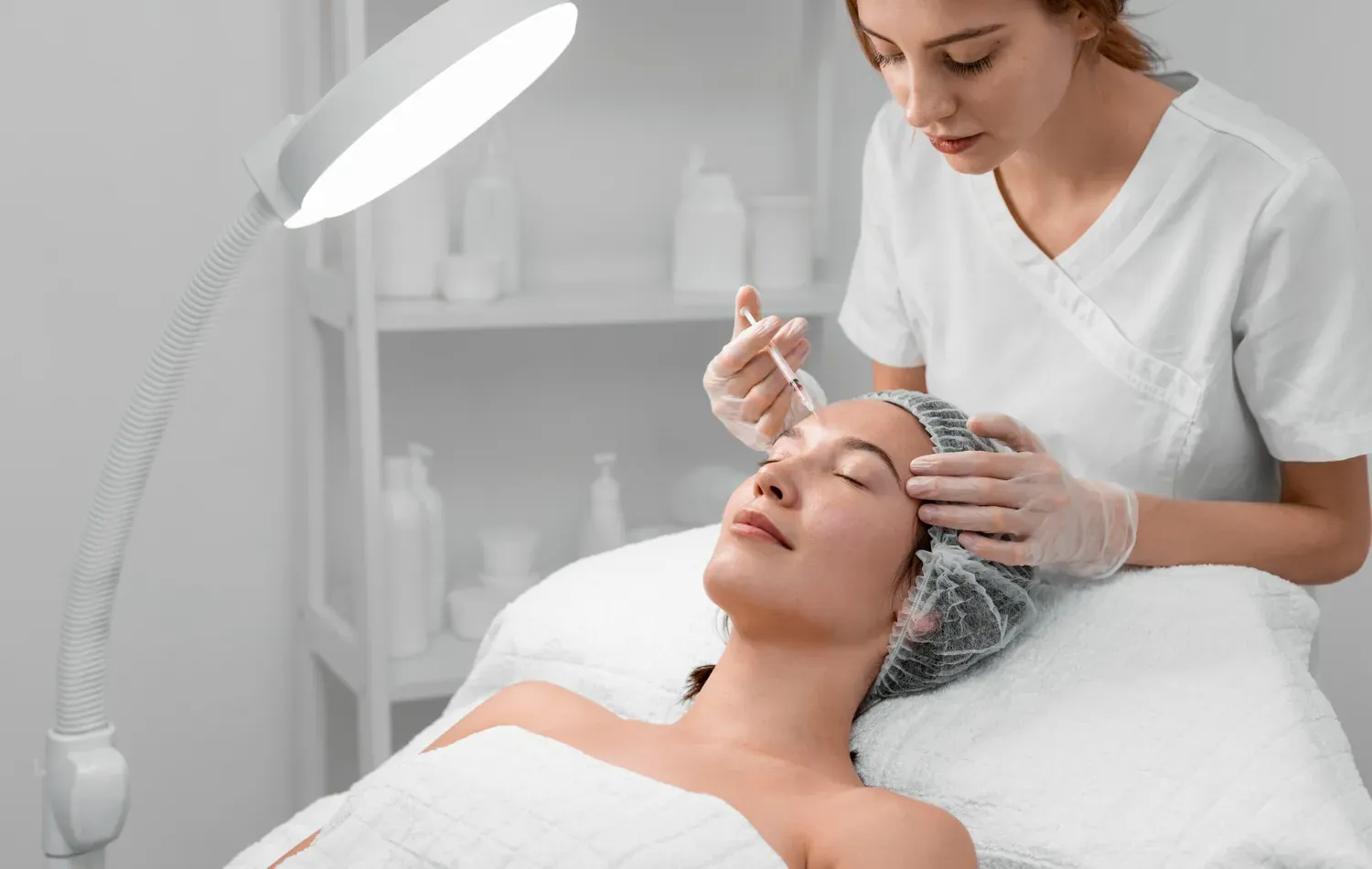 Close-up showing exosome therapy application on facial skin for rejuvenation in London