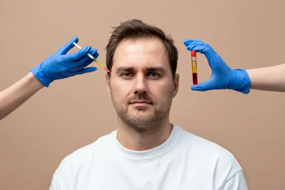 Illustration of PRP injections targeting the beard area for enhanced growth in London